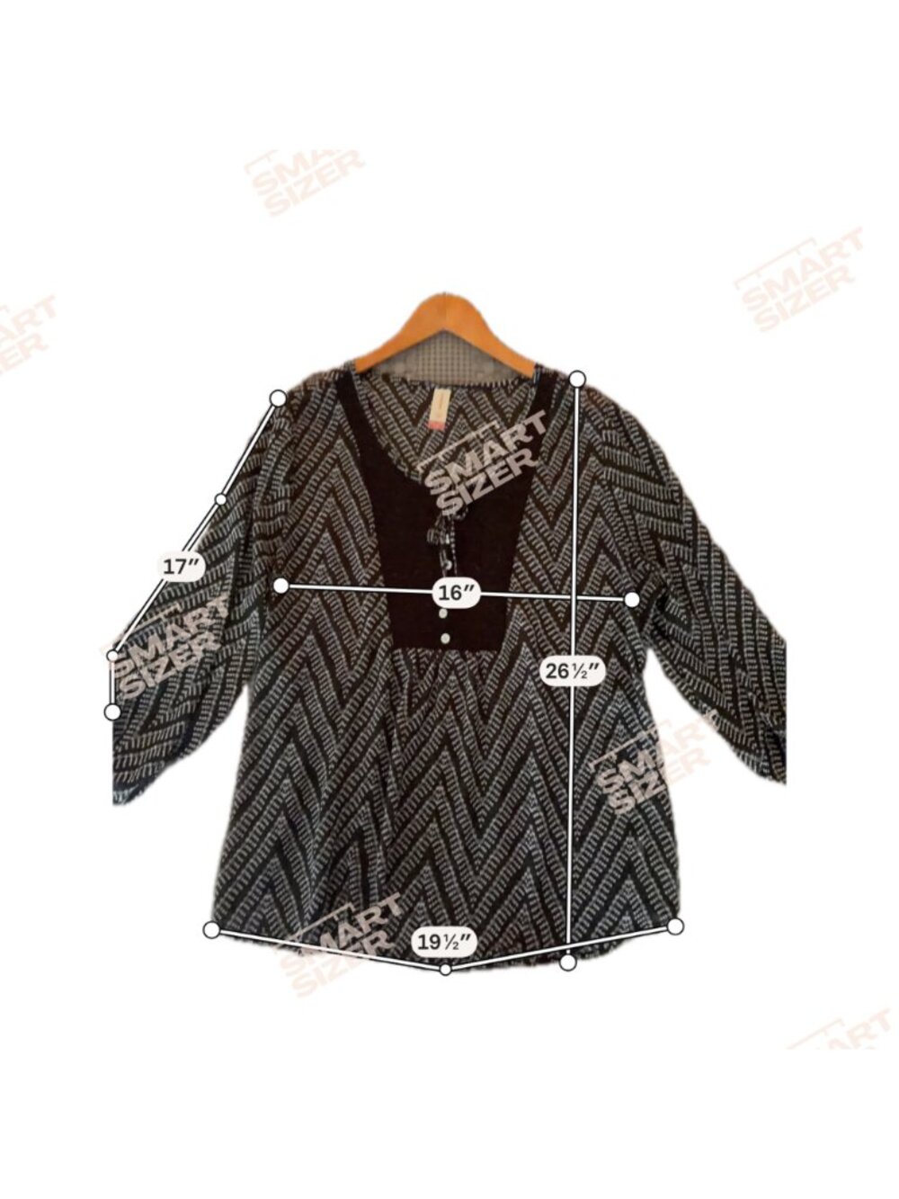 Women's No Boundaries Chevron Tunic Size 2X Lace and Tie-front Neckline - Picture 8 of 8